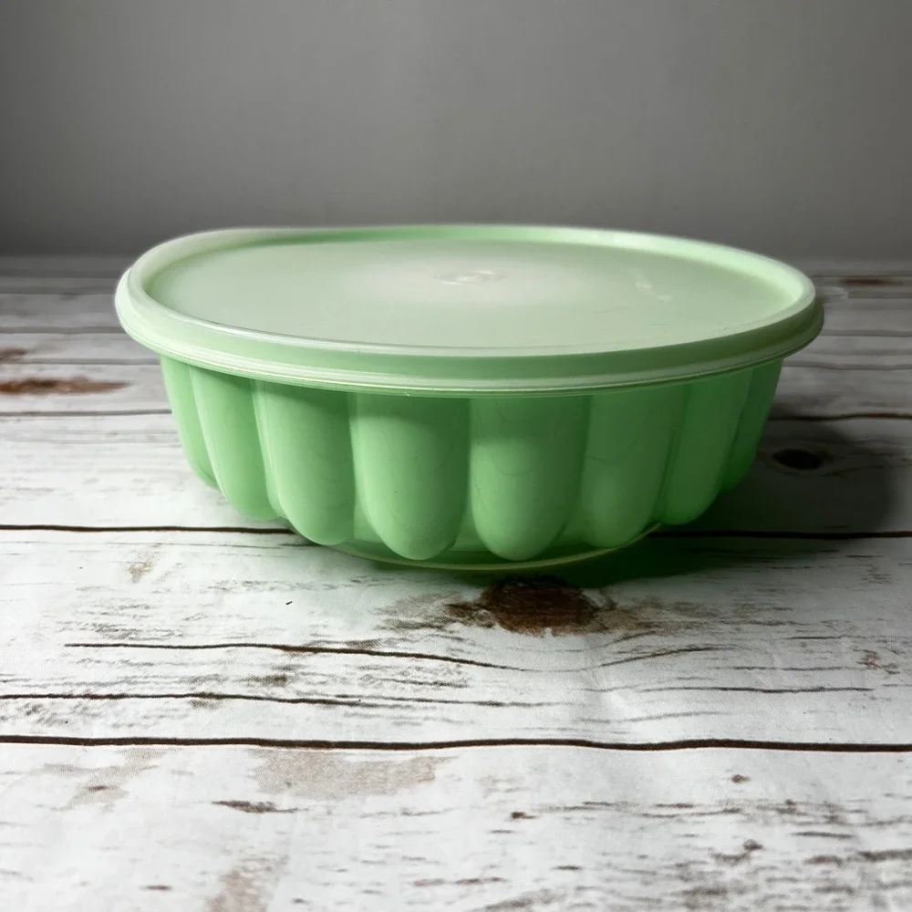 Tupperware Jel-Ring Mold Mint Green Sheer White 3‎ Piece Set 9.5 Inch